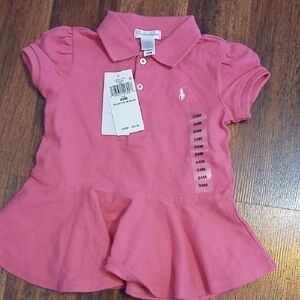 Ralph Lauren Pink Peplum Polo Top for Toddlers